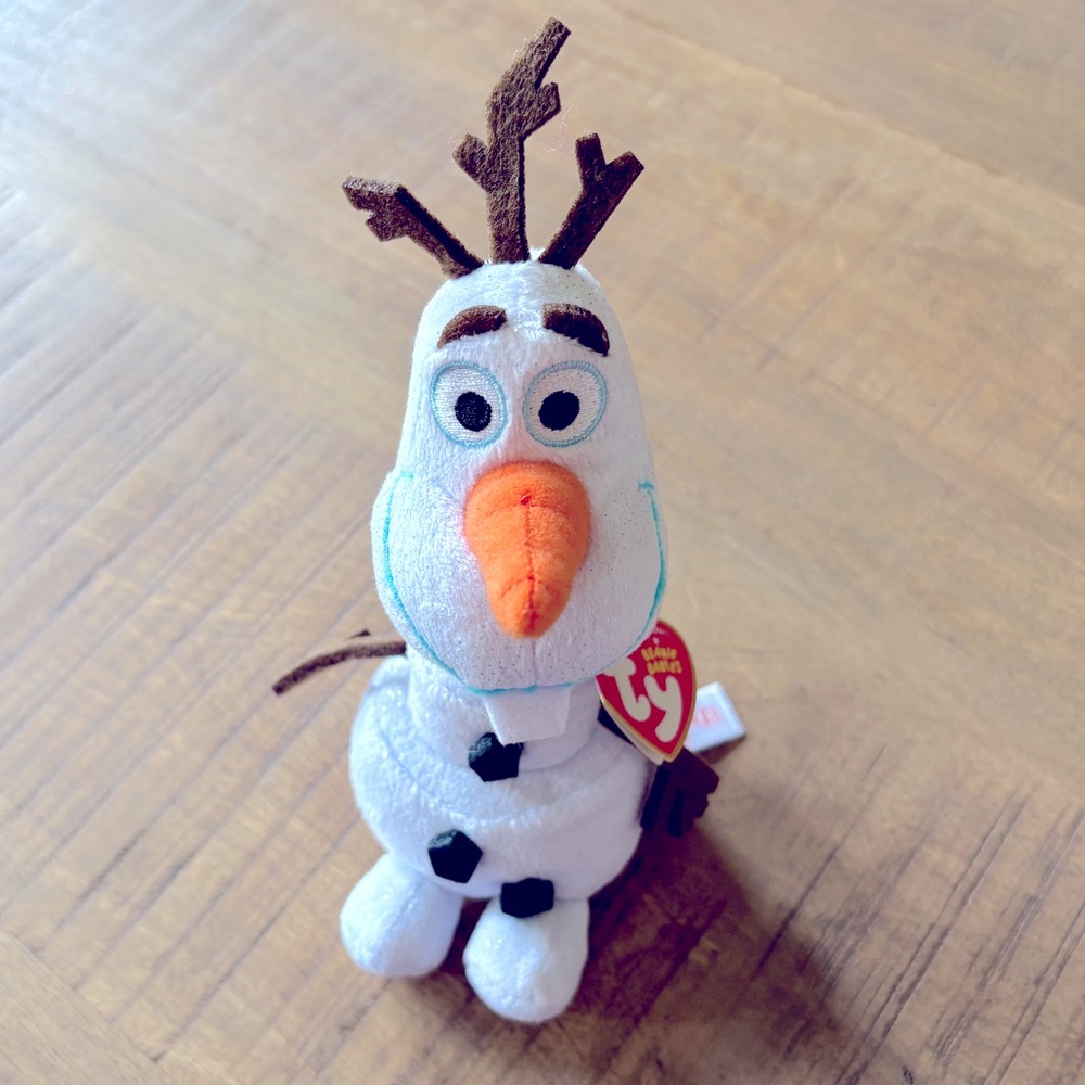 NWT Disney Frozen Olaf Snowman Ty Beanie Baby Sparkle Plush Doll